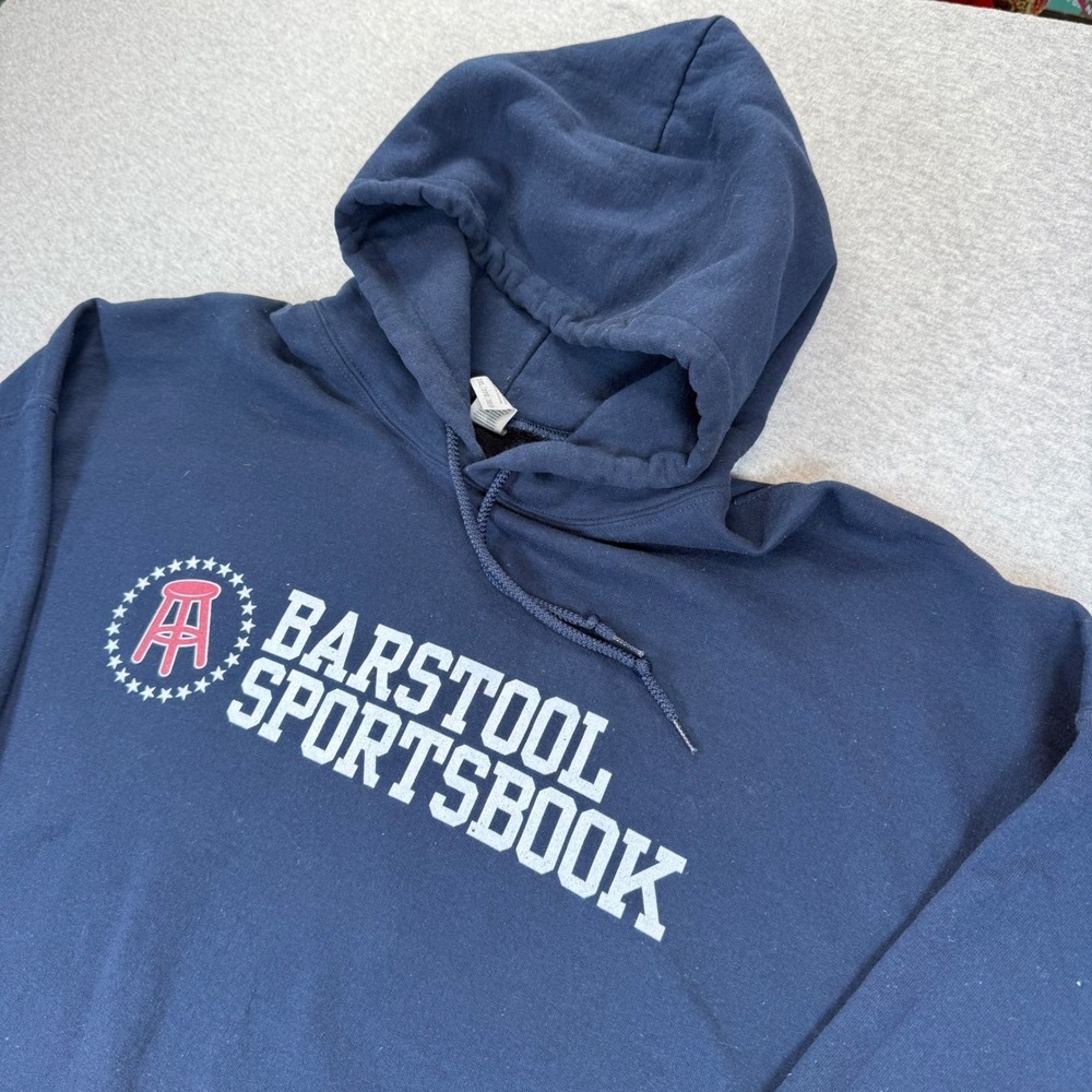 Barstool Sportsbook Navy Blue Pullover Hoodie Mens 3XL Gildan Heavy Blend